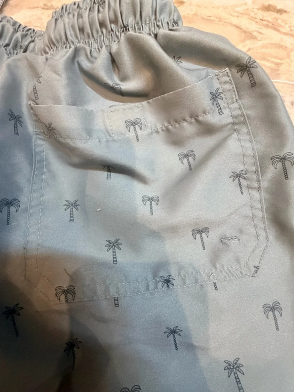 Mountain Warehouse Swim Trunks Mens Small Blue Palm Print Drawstring Shorts